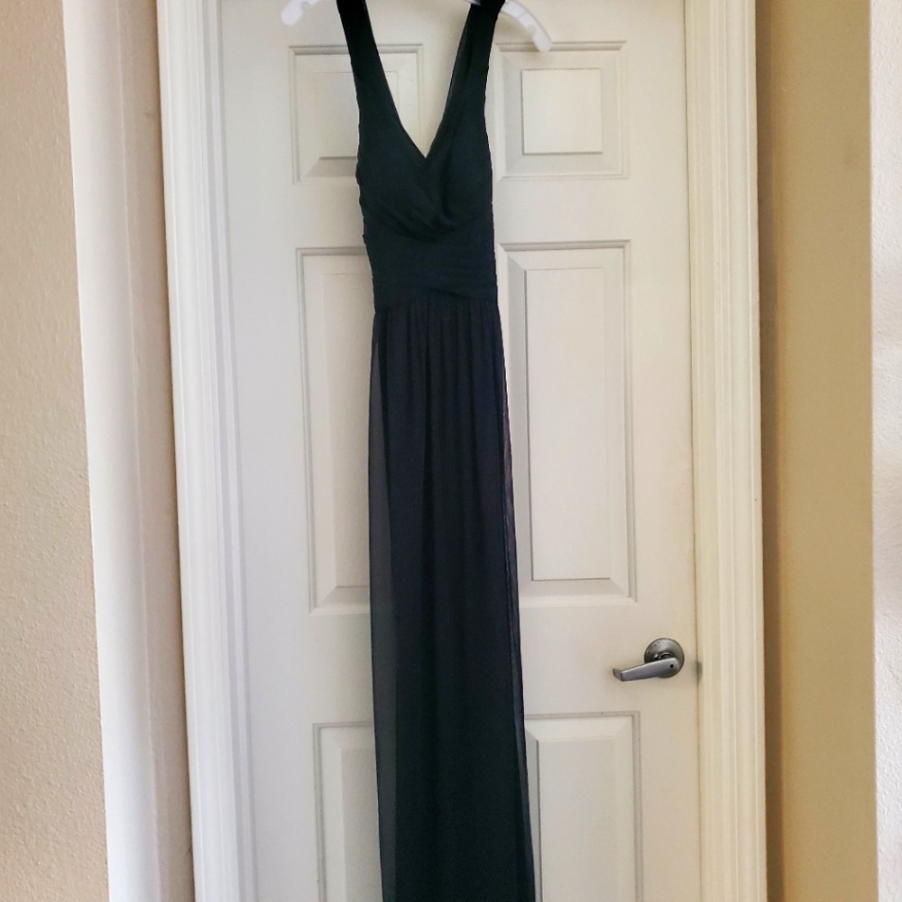 Floor length, open back, size 8, back zipper